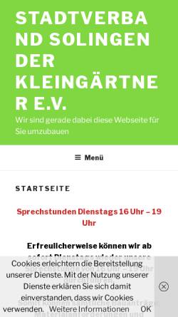 Vorschau der mobilen Webseite solinger-kleingaertner.de, Stadtverband Solingen der Kleingärtner e.V.