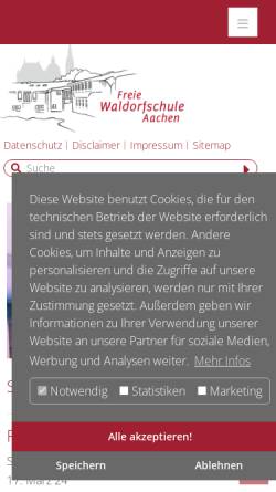 Vorschau der mobilen Webseite www.waldorf-aachen.de, Freie Waldorfschule Aachen