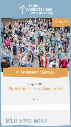 Vorschau der mobilen Webseite www.waldorfschule-heinsberg.de, Freie Waldorfschule Kreis Heinsberg e.V.