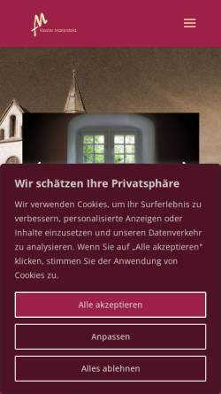 Vorschau der mobilen Webseite kloster-marienfeld.de, Kloster Marienfeld - OIKOS Förderverein zum Wiederaufbau des Klosters Marienfeld