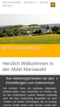 Vorschau der mobilen Webseite www.kloster-mariawald.de, Trappistenabtei Mariawald