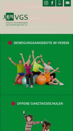 Vorschau der mobilen Webseite www.vgs-koeln.de, Verein für Gesundheitssport und Sporttherapie Köln e.V.