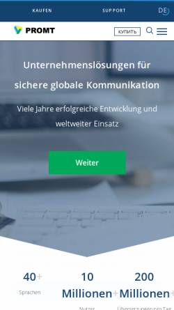 Vorschau der mobilen Webseite www.promt.de, Promt