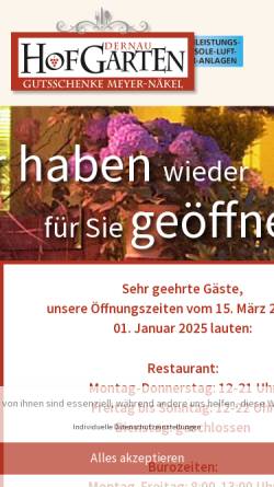 Vorschau der mobilen Webseite www.hofgarten-dernau.de, Hofgarten Dernau - Gutsschenke Meyer-Näkel