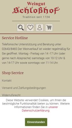 Vorschau der mobilen Webseite www.weingut-schlosshof.de, Weingut Schloßhof - H. A. Ley KG