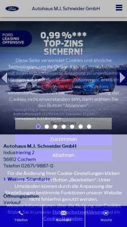 Vorschau der mobilen Webseite www.auto-mjs.de, Autohaus M.J.Schneider