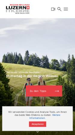 Vorschau der mobilen Webseite www.willisau-tourismus.ch, Tourismus Willisau