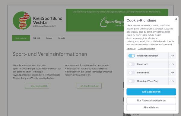 Vorschau von www.ksb-vechta.de, Kreissportbund Vechta im Oldenburger Münsterland e.V.