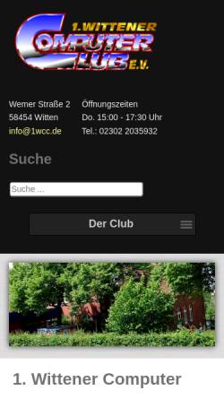Vorschau der mobilen Webseite www.1wcc.de, 1. Wittener Computer Club e.V.