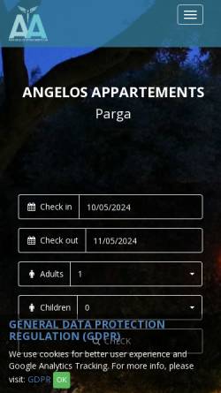 Vorschau der mobilen Webseite angelos-appartements.com, Angelos Appartements