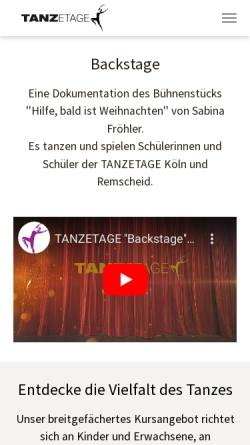 Vorschau der mobilen Webseite www.tanzetage.de, Tanzetage