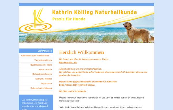 Vorschau von www.tierheilpraxis-koelling.de, Kathrin Kölling, Tiernaturheilpraxis für Hunde