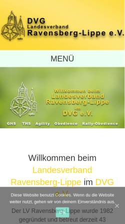 Vorschau der mobilen Webseite www.dvg-lv-ravensberg-lippe.de, Deutscher Verband für Gebrauchshundsportvereine (DVG), Landesverband Ravensberg-Lippe e.V.