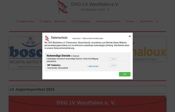 Vorschau von www.dvg-westfalen.de, Deutscher Verband für Gebrauchshundsportvereine (DVG), Landesverband Westfalen e.V.