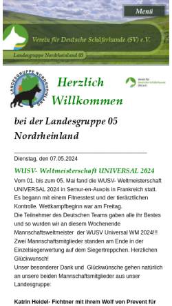 Vorschau der mobilen Webseite www.sv-lg05.de, Verein für Deutsche Schäferhunde e.V., SV-Landesgruppe Nordrheinland