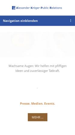 Vorschau der mobilen Webseite www.akpr.de, AKPR - Alexander Kröger Public Relations