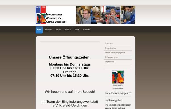 Vorschau von ewk-online.jimdo.com, Eingliederungswerkstatt e.V. Krefeld-Uerdingen