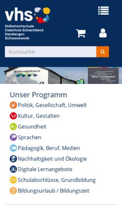 Vorschau der mobilen Webseite www.vhs-osterholz-scharmbeck.de, Volkshochschule Osterholz-Scharmbeck / Hambergen e.V.