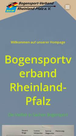 Vorschau der mobilen Webseite www.bsv-rp.de, Bogensport-Verband Rheinland-Pfalz
