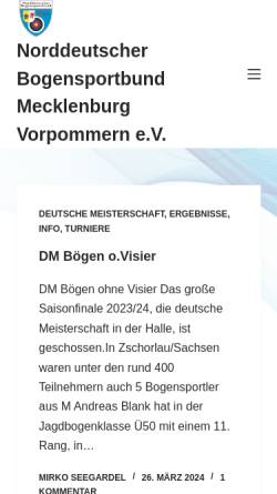 Vorschau der mobilen Webseite www.nbsb-mv.de, Norddeutscher Bogensportbund Mecklenburg-Vorpommern e.V.