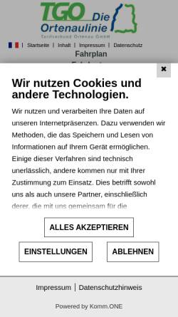 Vorschau der mobilen Webseite www.ortenaulinie.de, TGO - Tarifverbund Ortenau