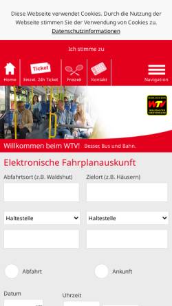 Vorschau der mobilen Webseite www.wtv-online.de, WTV Waldshuter Tarifverbund