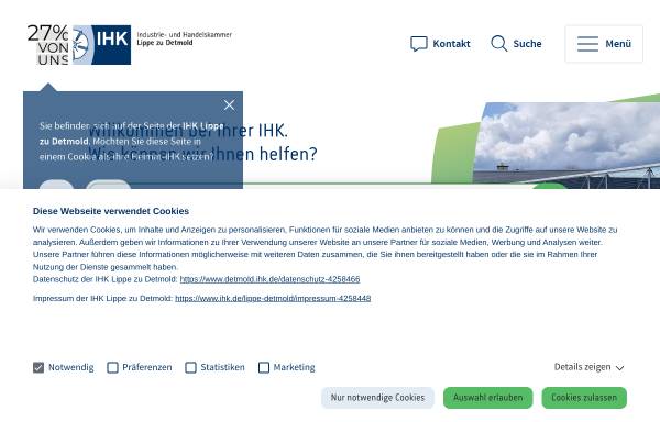 Vorschau von www.detmold.ihk.de, Industrie- und Handelskammer Lippe zu Detmold