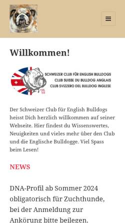 Vorschau der mobilen Webseite www.bulldog.ch, Schweizer Club für English Bulldogs