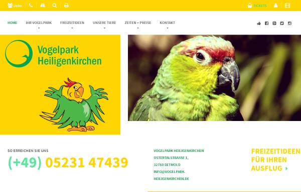 Vorschau von www.vogelpark-heiligenkirchen.de, Vogelpark Heiligenkirchen