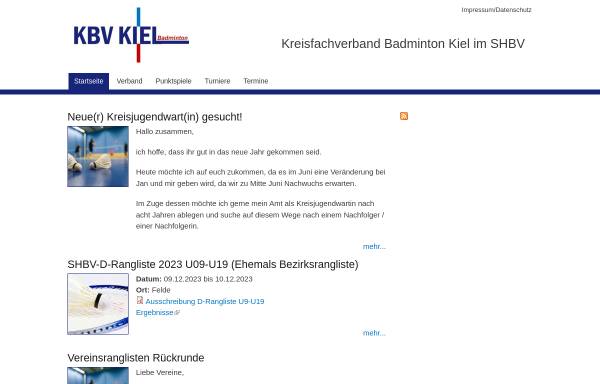 Vorschau von www.kbvkiel.de, Kreisfachverbände Badminton Kiel und Plön-NMS