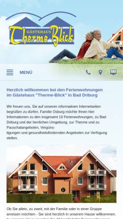 Vorschau der mobilen Webseite www.thermeblick.de, Gästehaus „Therme-Blick“