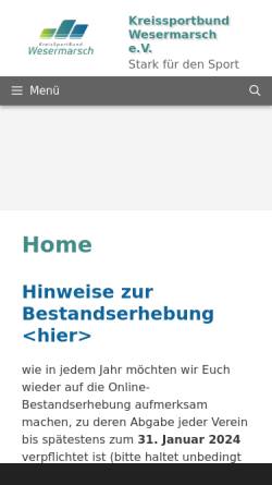 Vorschau der mobilen Webseite www.ksb-wesermarsch.de, Kreissportbund Wesermarsch