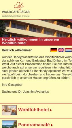 Vorschau der mobilen Webseite www.waldcafe-jaeger.de, Waldcafé Jäger GmbH & Co. KG