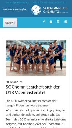 Vorschau der mobilen Webseite www.schwimmclub-chemnitz.de, Schwimm-Club Chemnitz von 1892 e.V.
