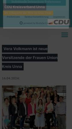 Vorschau der mobilen Webseite www.cdu-kreis-unna.de, CDU Ortverband Bönen