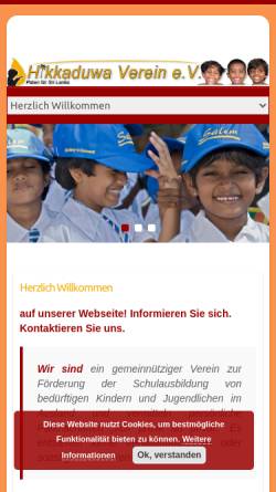 Vorschau der mobilen Webseite www.hikkaduwa-verein.de, Hikkaduwa-Verein e.V. Salem Paten für Sri Lanka