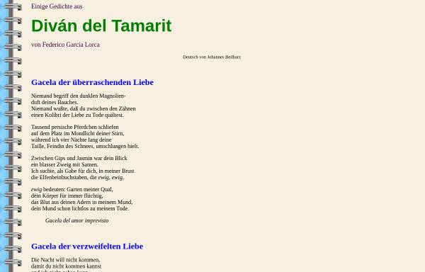 Vorschau von www.jbeilharz.de, Einige Gedichte aus Diván del Tamarit