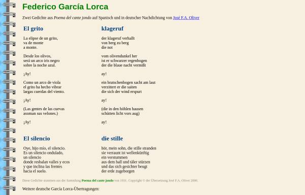 Vorschau von www.jbeilharz.de, Gedichte von Federico García Lorca auf Spanisch und Deutsch