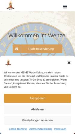 Vorschau der mobilen Webseite www.wenzel-bierstuben.de, Wenzel Prager Bierstuben