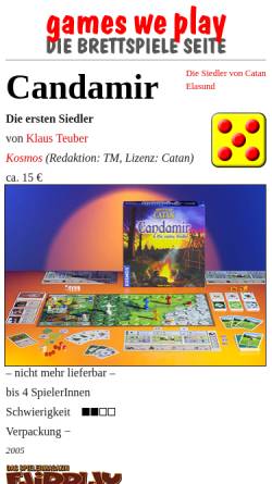 Vorschau der mobilen Webseite gamesweplay.de, Gamesweplay.de: Das Brettspiel: Candamir