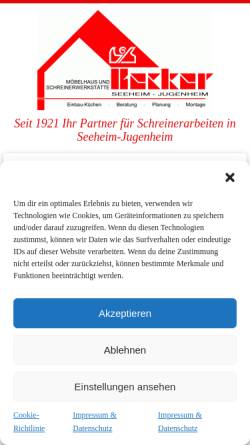 Vorschau der mobilen Webseite www.schreinereibecker.com, Schreinerei, Möbelhaus und Beerdigungsinstitut Becker