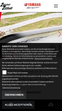 Vorschau der mobilen Webseite www.zeissler.de, Zweirad Zeissler