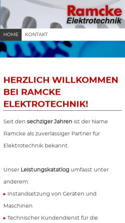 Vorschau der mobilen Webseite www.ramcke-elektrotechnik.de, Ramcke Elektrotechnik GbR