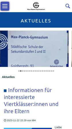 Vorschau der mobilen Webseite www.mpg-ge.de, Max-Planck-Gymnasium Buer