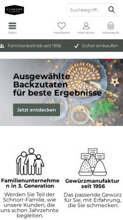 Vorschau der mobilen Webseite www.teeshop.de, Gewürz- und Teehaus Schnorr & Co. GmbH