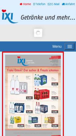 Vorschau der mobilen Webseite www.ixi-getraenke.de, iXi Getränkemarkt GmbH