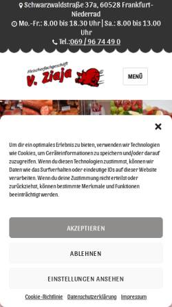 Vorschau der mobilen Webseite www.metzgereiziaja.de, Metzgerei und Party-Service Ziaja
