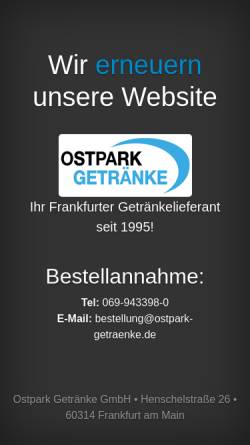 Vorschau der mobilen Webseite www.ostpark-getraenke.de, Ostpark Getränke