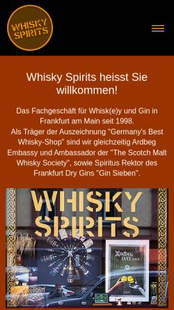 Vorschau der mobilen Webseite www.whiskyspirits.de, Whisky Spirits