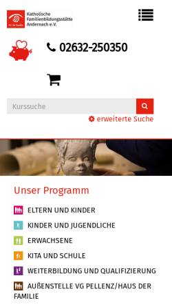 Vorschau der mobilen Webseite www.fbs-andernach.de, Katholische Familienbildungsstätte Andernach e.V.